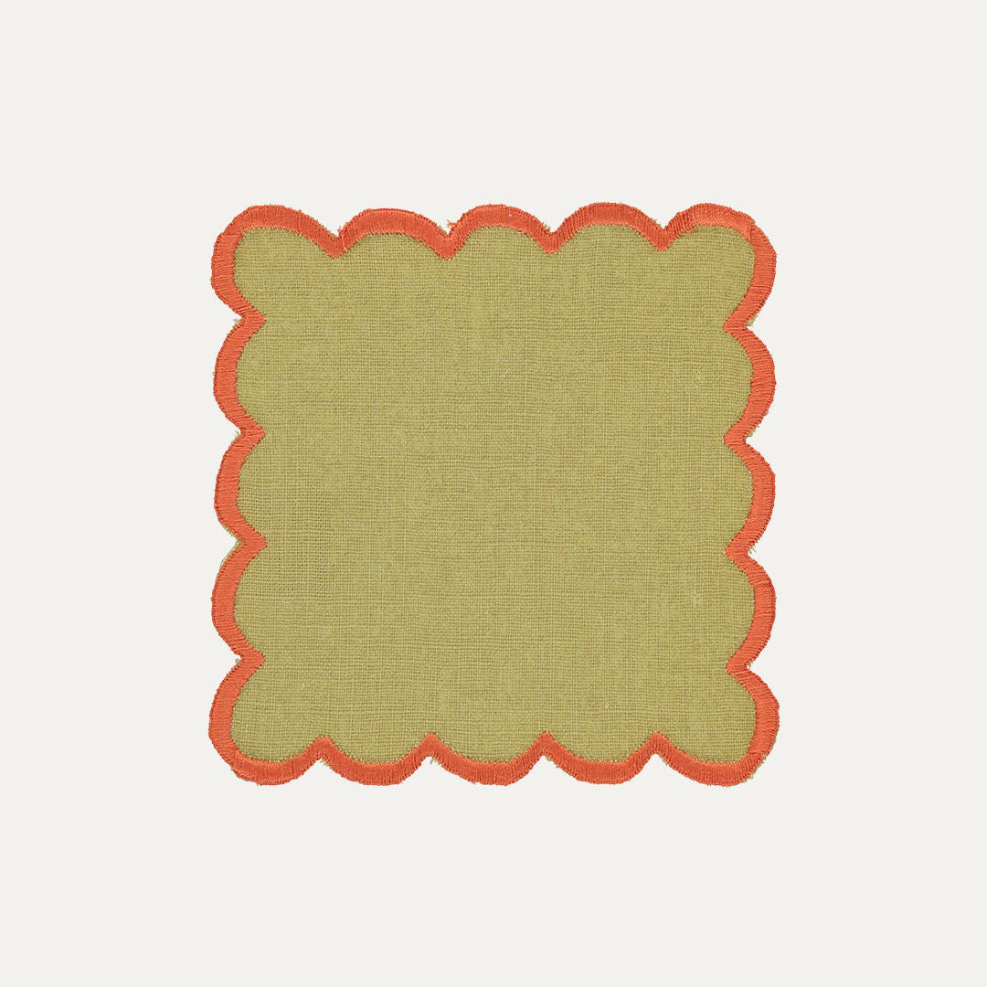 Aurora Cocktail Napkin, Green with Orange