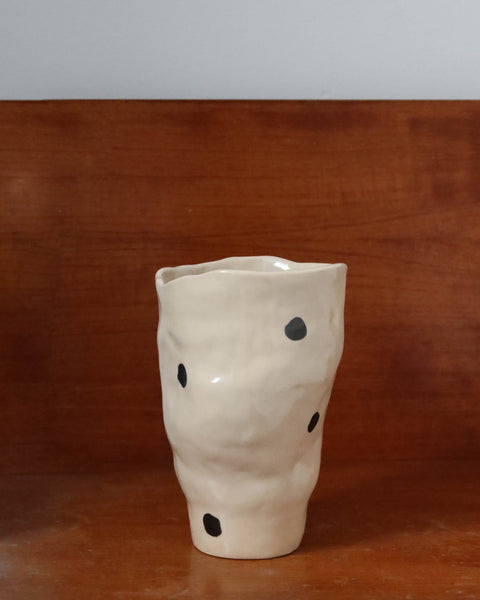Asymmetrical Vase - Bold Black Dots