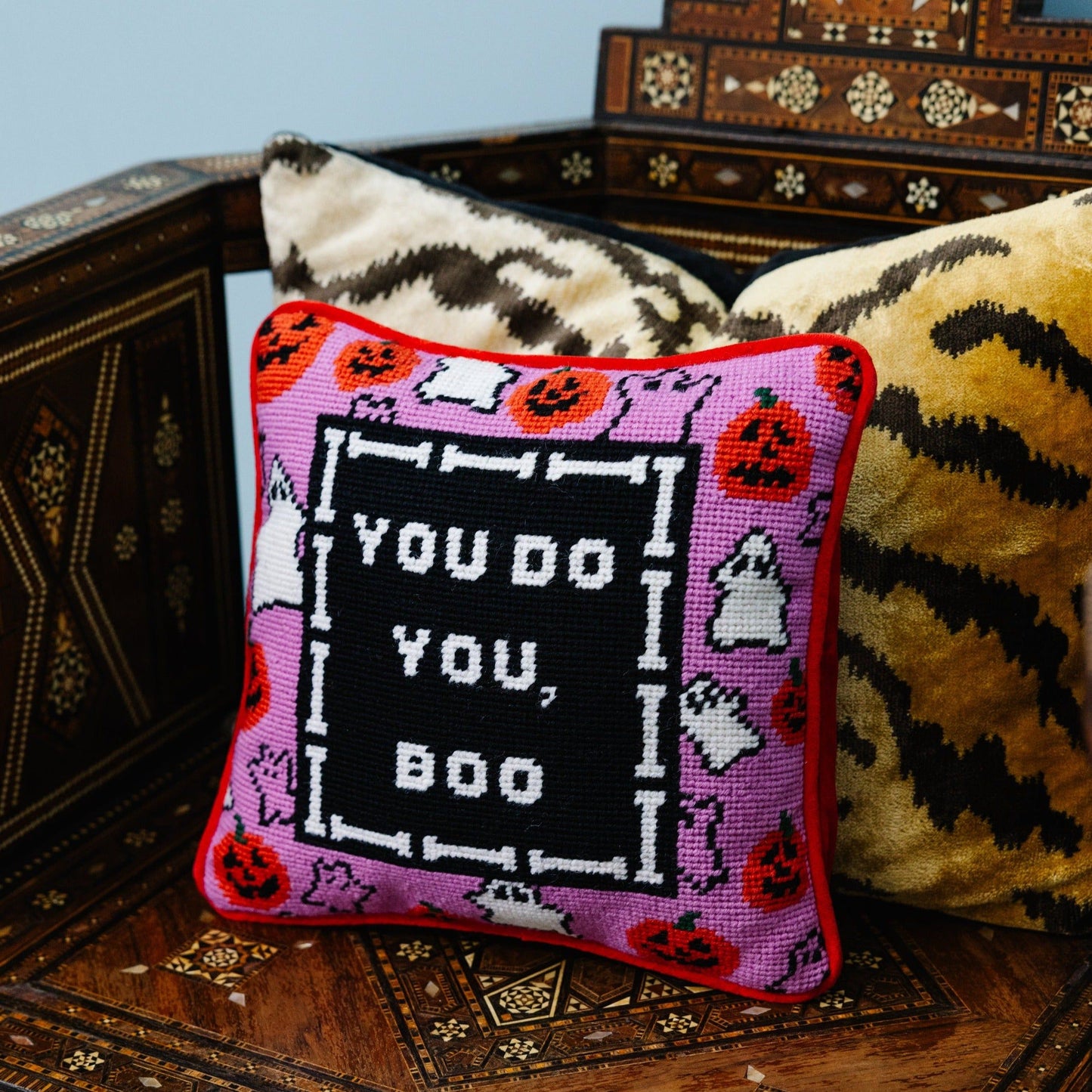 Boo Needlepoint Pillow-