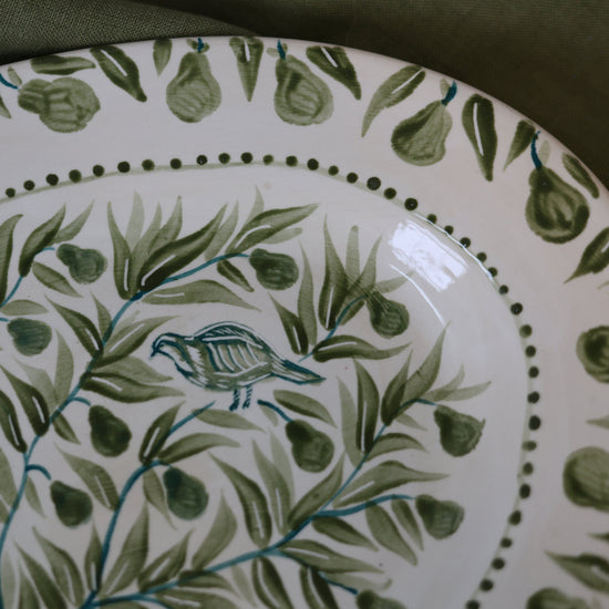Partridge in a Pear Tree Hand Painted Platter 01