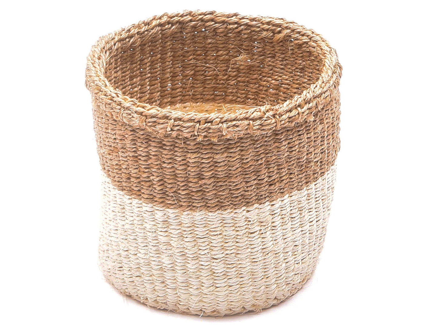 CHAMA: Khaki & White Colour Block Storage Basket