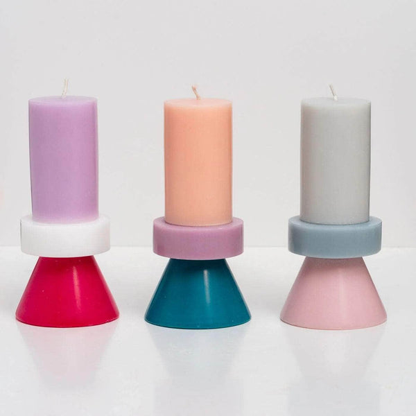 Stack Candle Tall - Light Grey / Pastel Blue / Soft Pink