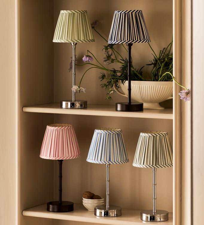 Periwinkle Blue Striped Lampshade - 16cm