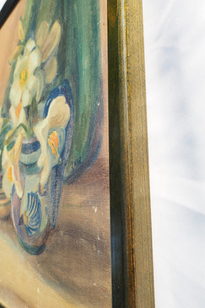 Vintage Oil on Board Still Life Painting