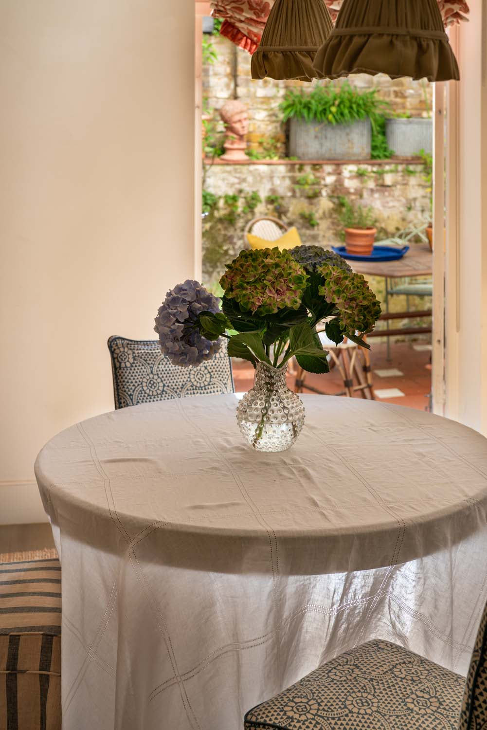 Double Hemstitch Check Round Tablecloth