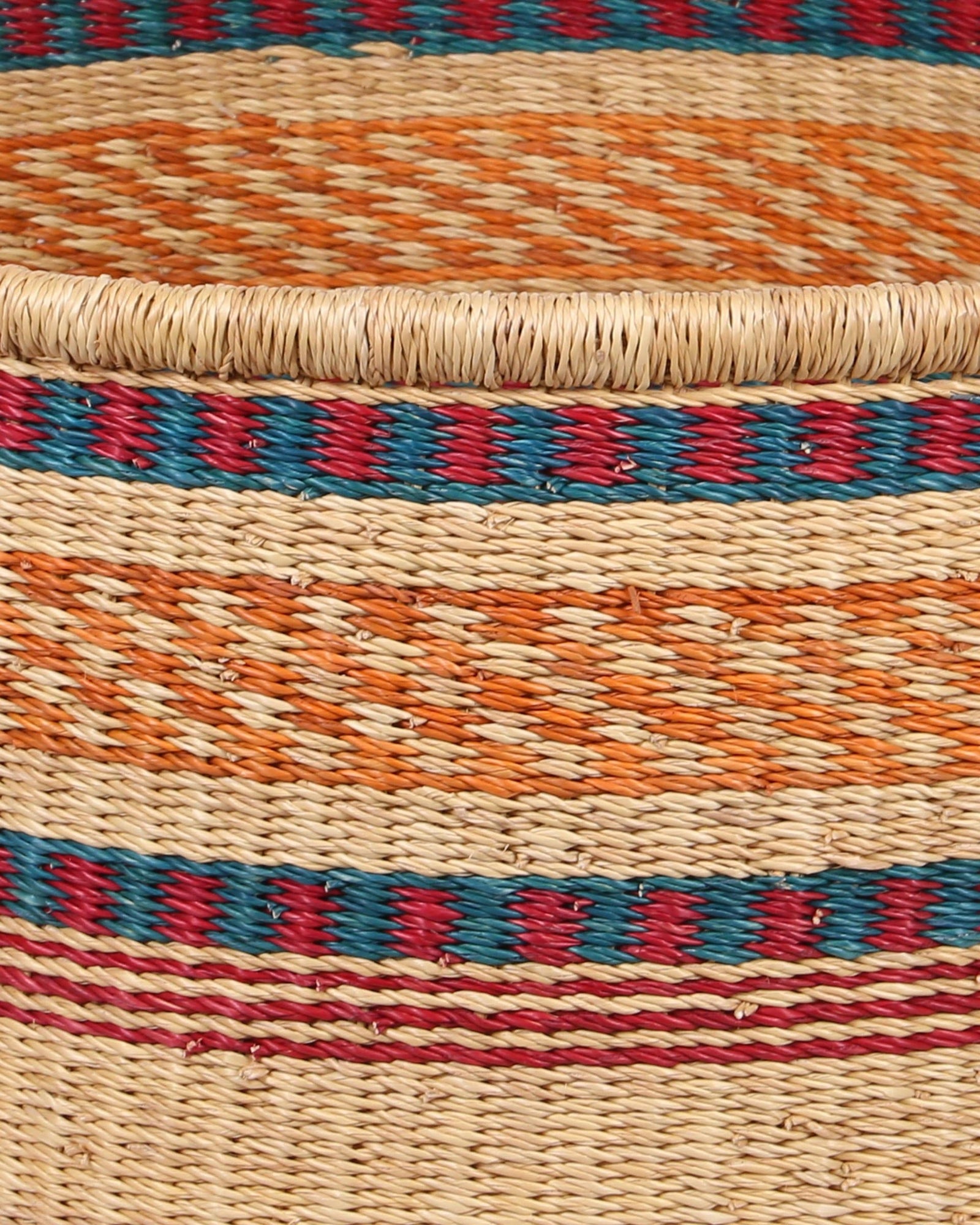 DZIFA: Large Blue, Orange and Red Floor Storage Basket with Handles