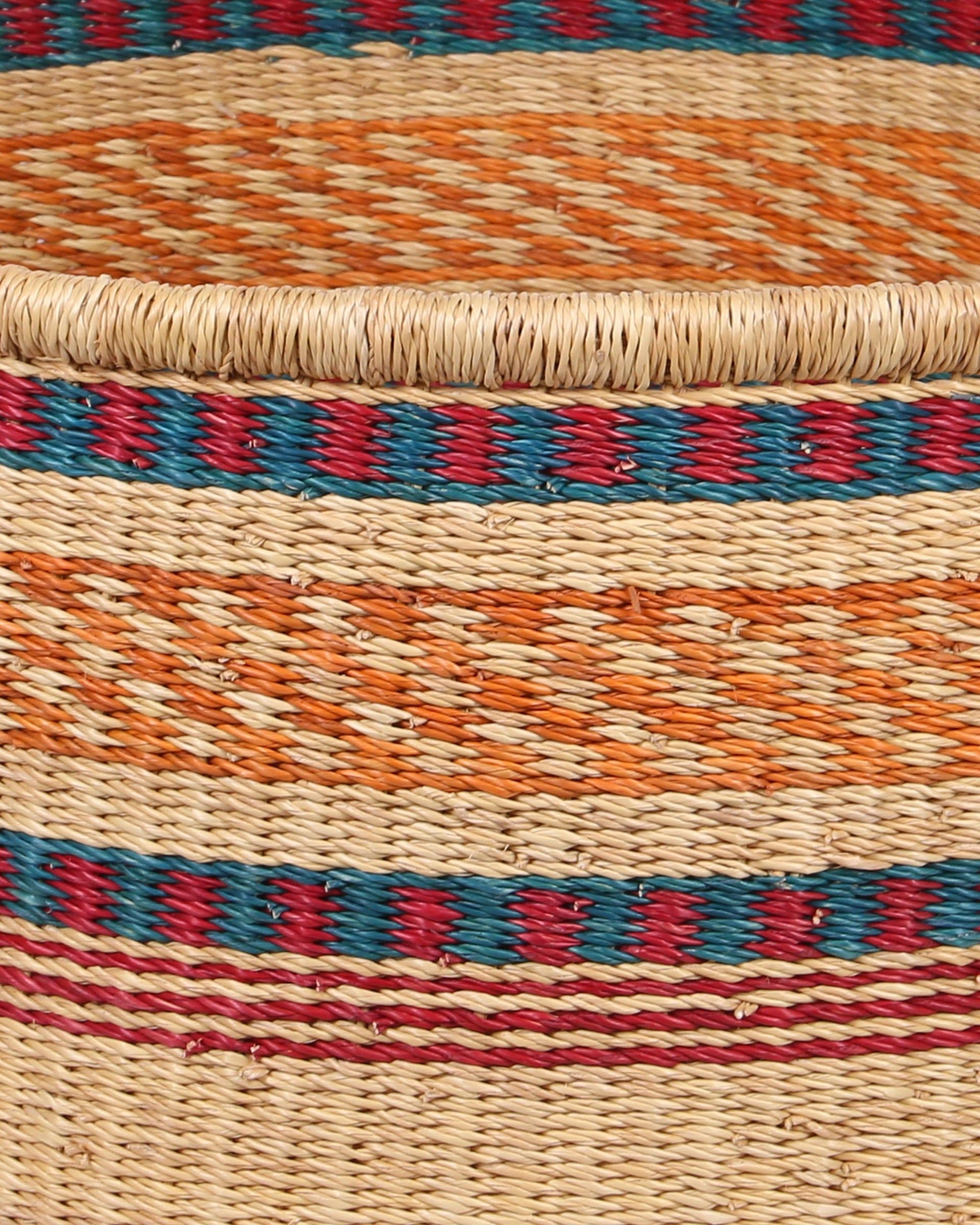 DZIFA: Large Blue, Orange and Red Floor Storage Basket with Handles
