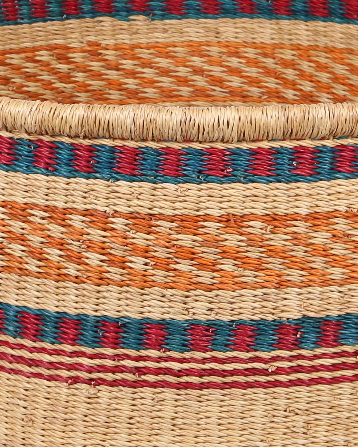 DZIFA: Large Blue, Orange and Red Floor Storage Basket with Handles