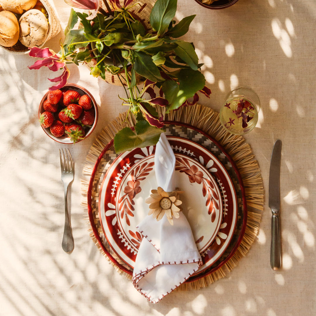 Side Plate -  Flor - Rust Red