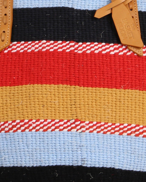 DALA: Handwoven Light Blue, Red and Gold Wool Tote Bag