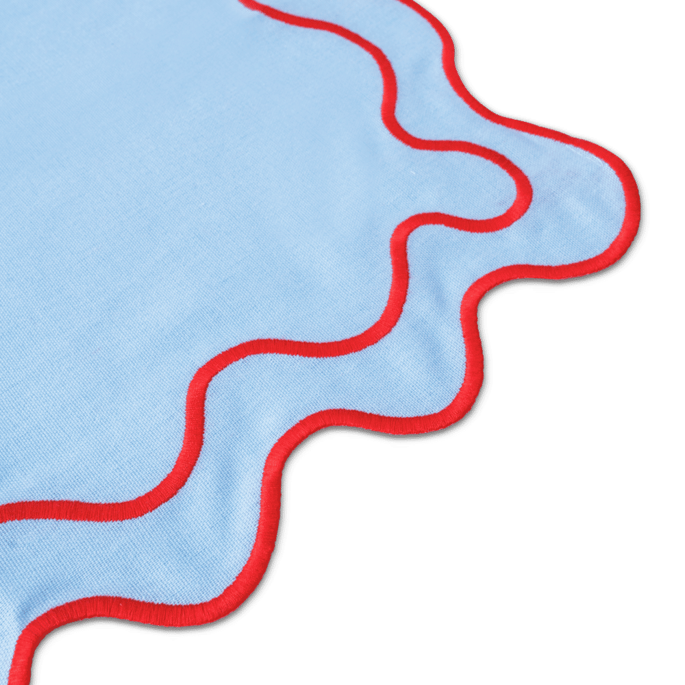 Set of Wavy Placemats in Blue Linen Mix