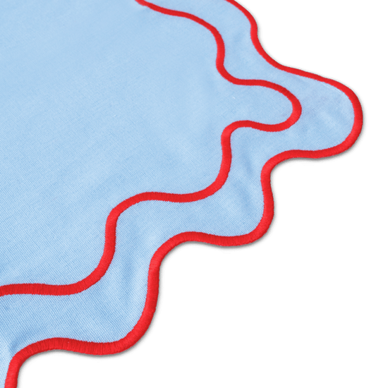 Set of Wavy Placemats in Blue Linen Mix