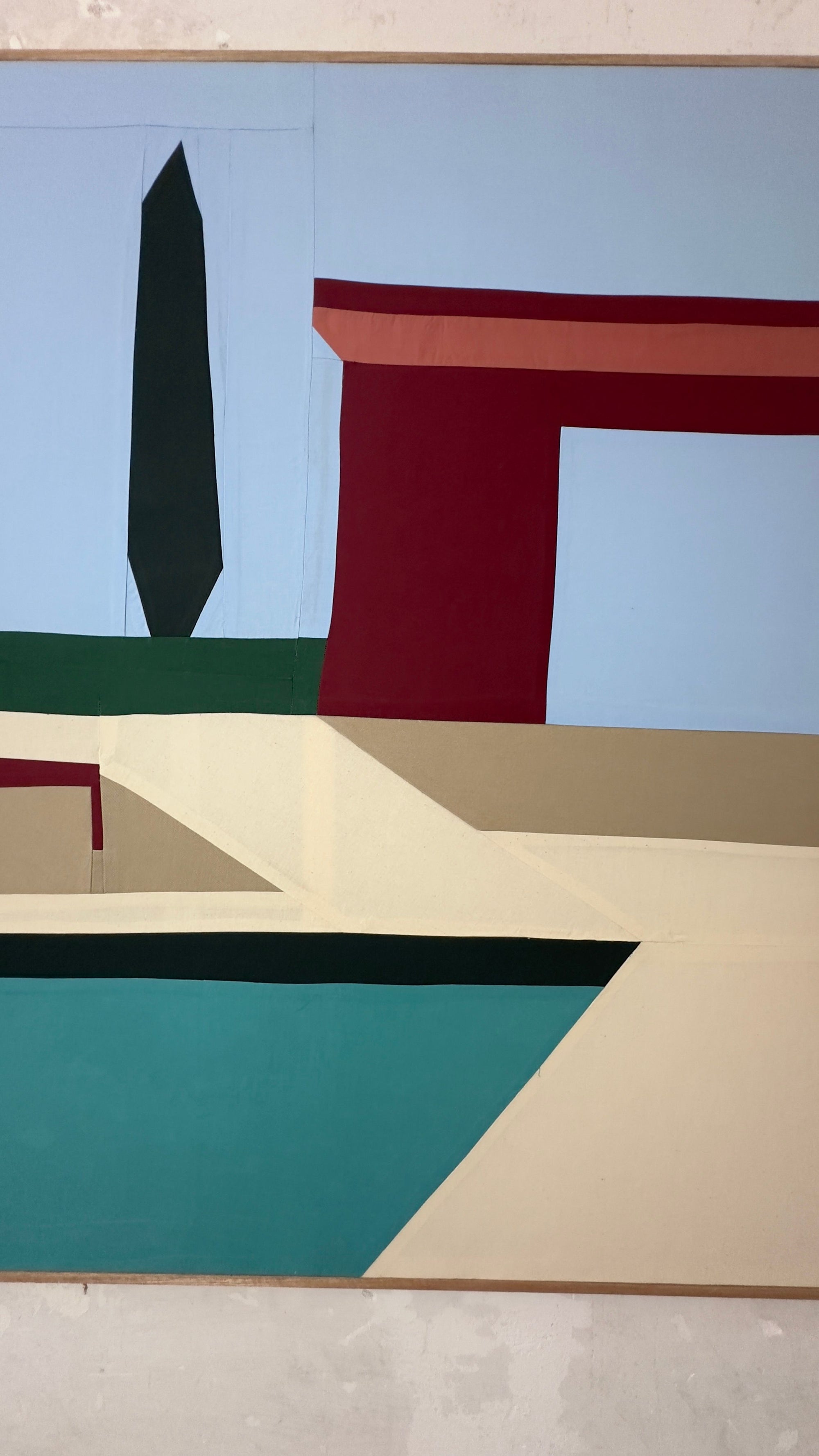 Deckchairs By The Pool Original Quilted Artwork