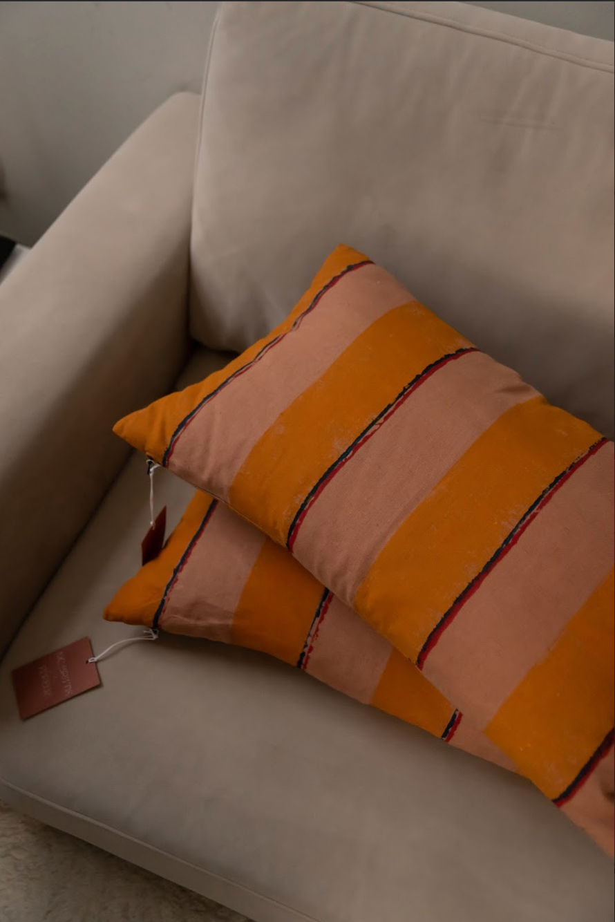 Oaxaca Terracotta Striped Cushion