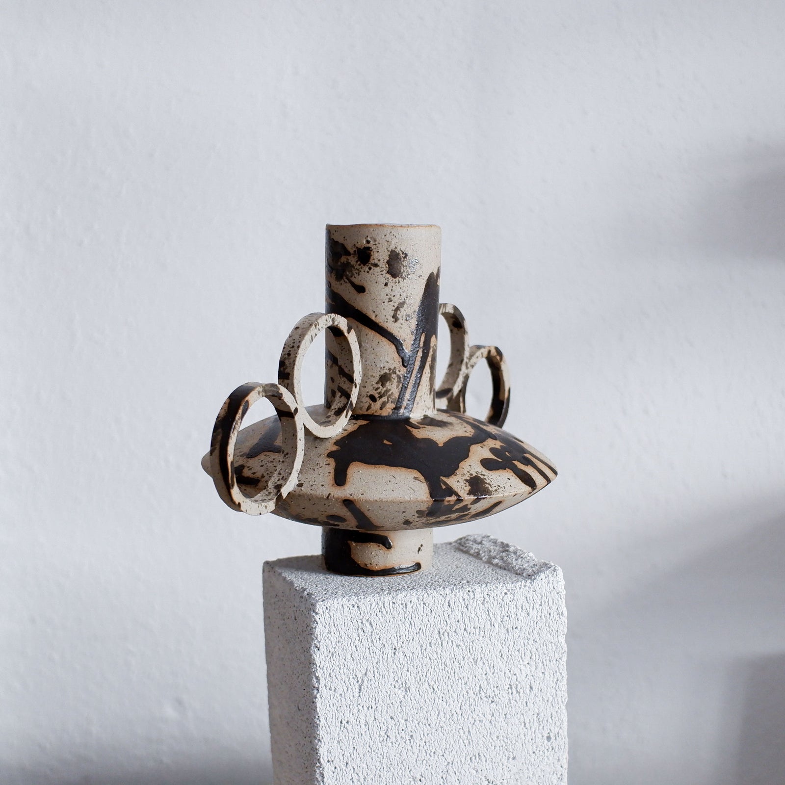 Zebrino - Matt Black Paint Splash - Ceramic Vase