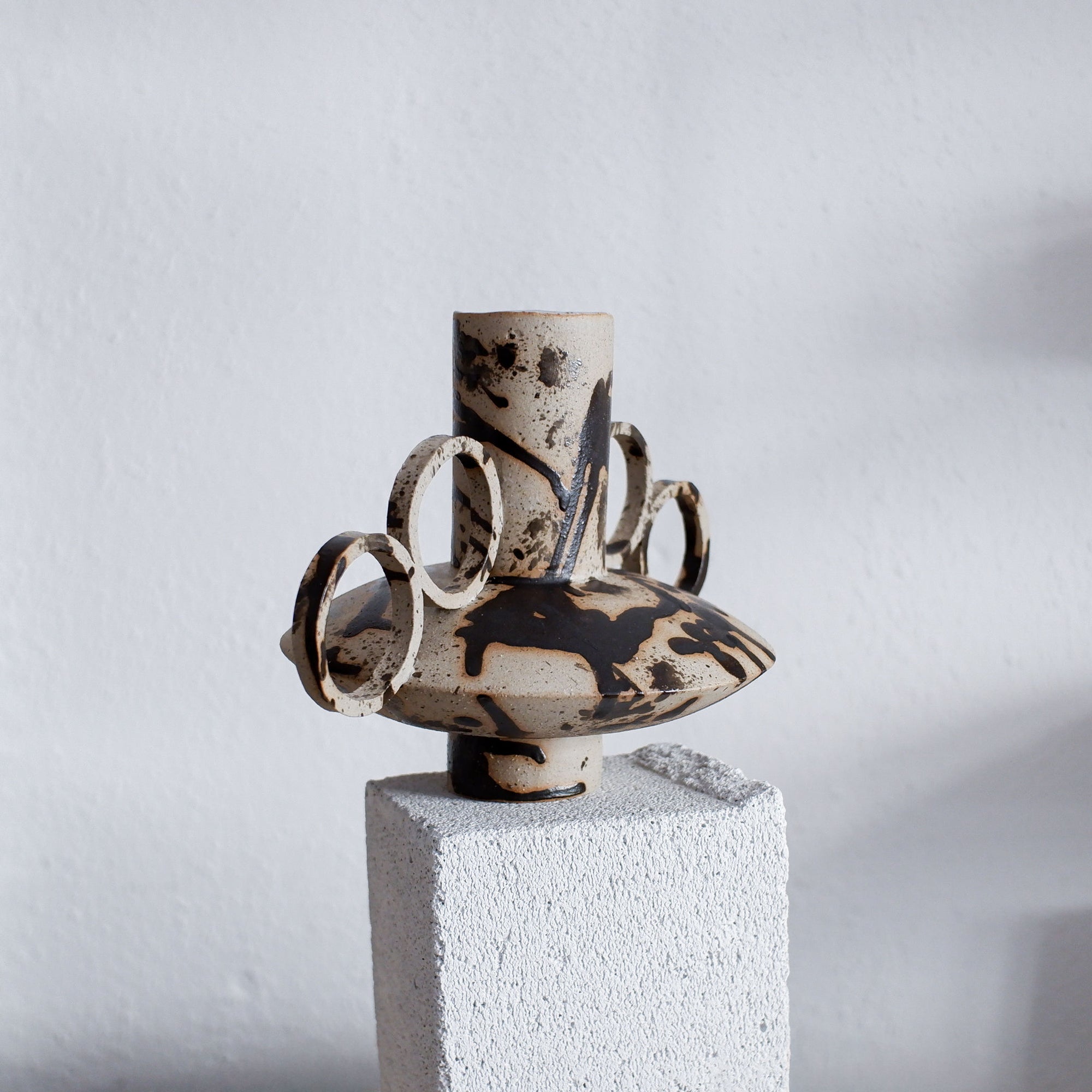 Zebrino - Matt Black Paint Splash - Ceramic Vase