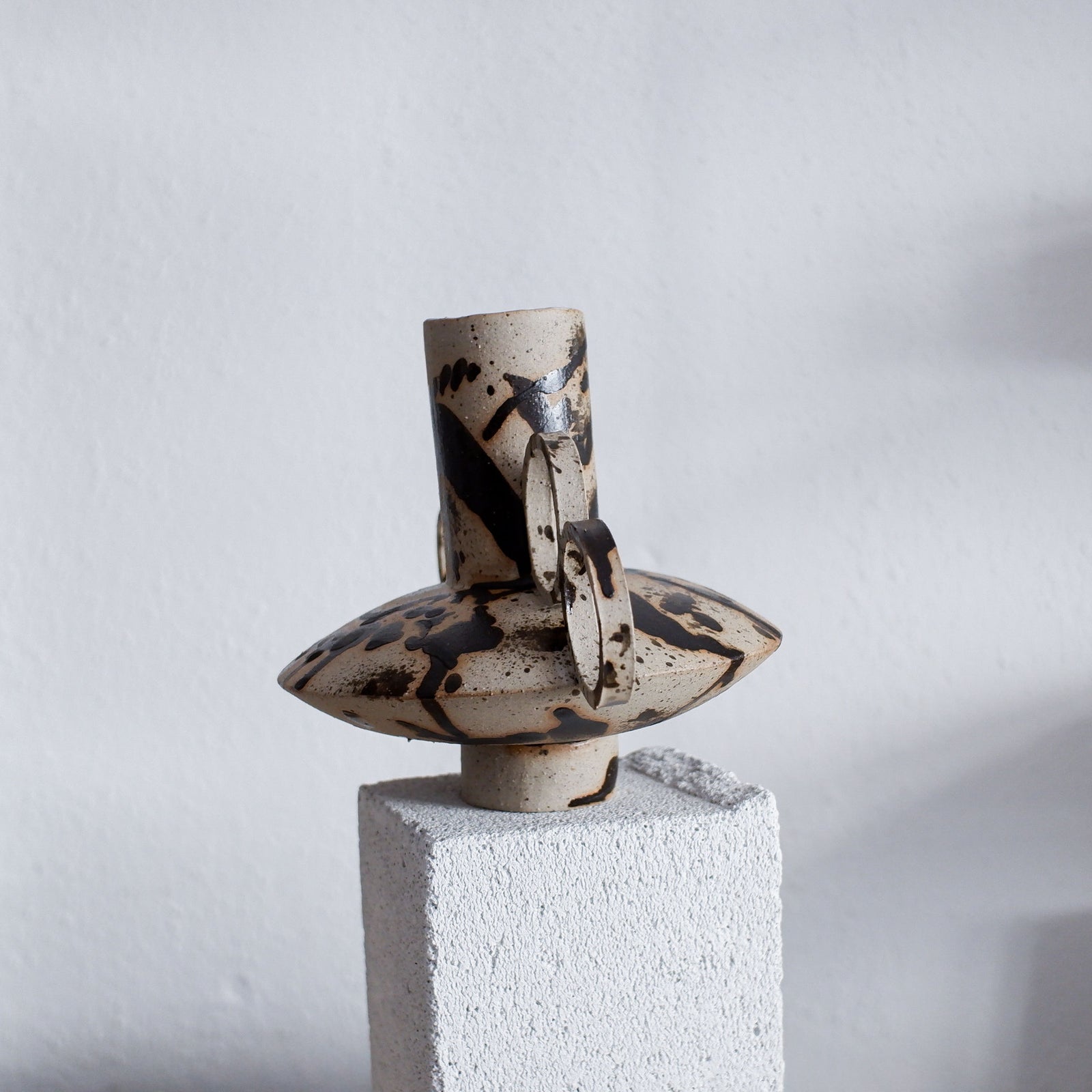 Zebrino - Matt Black Paint Splash - Ceramic Vase