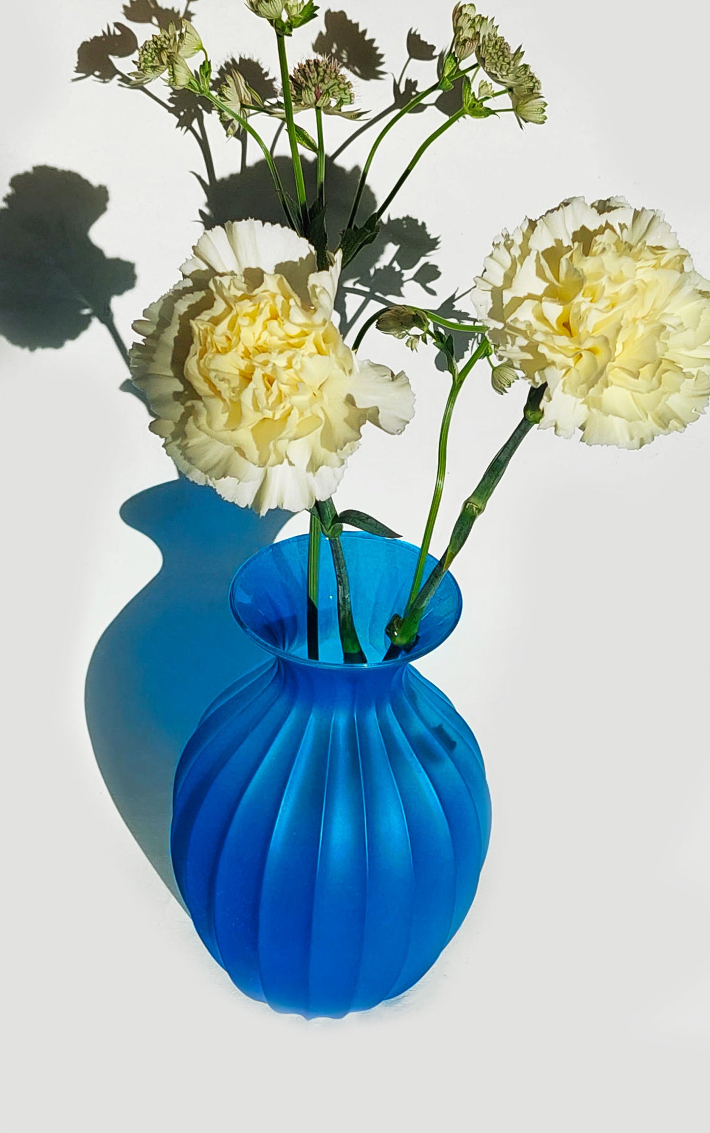 Blue Frosted Glass Vase