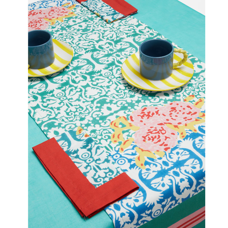 Cotton Runner 50x150cm Dam Dam Veronese Blue