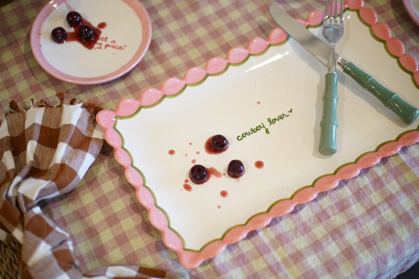 Hand-painted “cowboy lover” Scalloped Tray