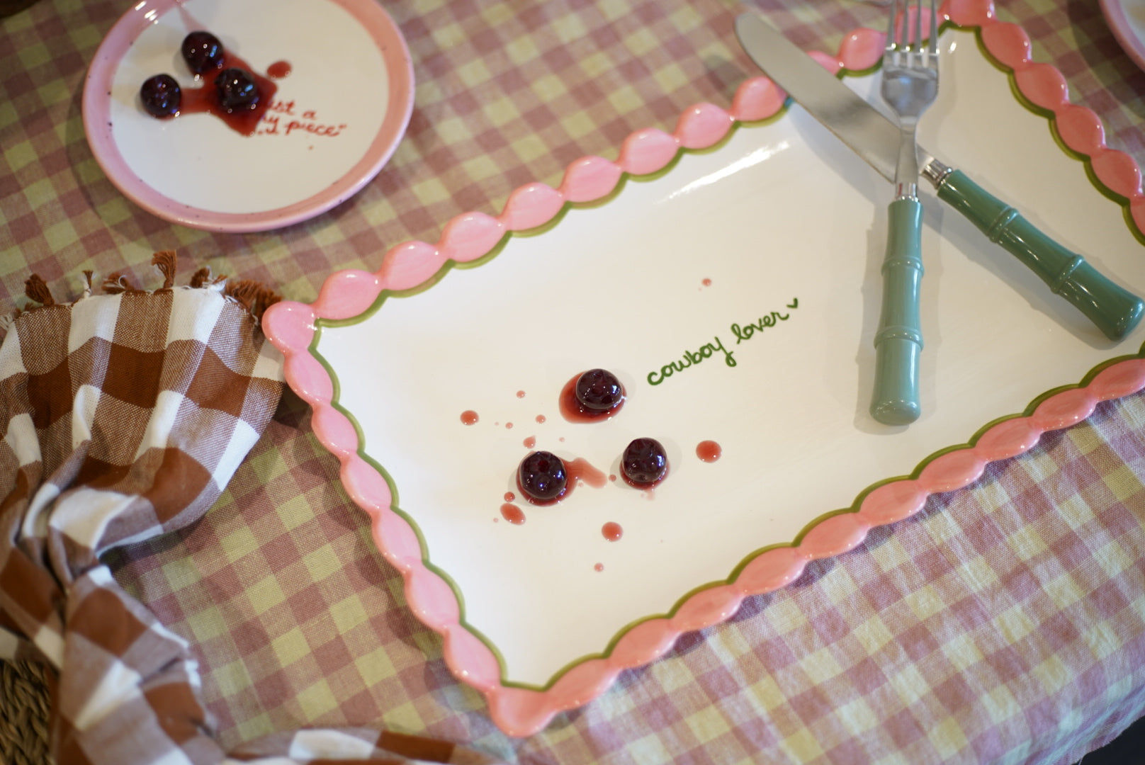 Hand-painted “cowboy lover” Scalloped Tray