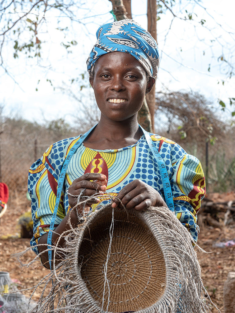 CHALI: Brown & Grey Colour Block Woven Basket