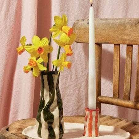 Light Yellow Candy Stripe Candle Holder