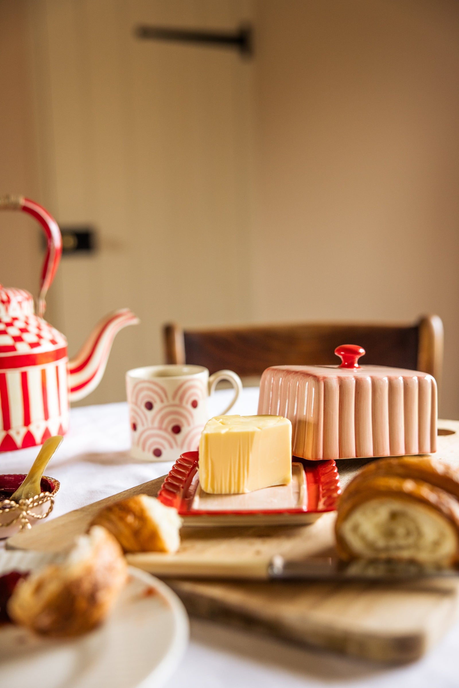 Butter Dish | Rose Pink & Ruby Red