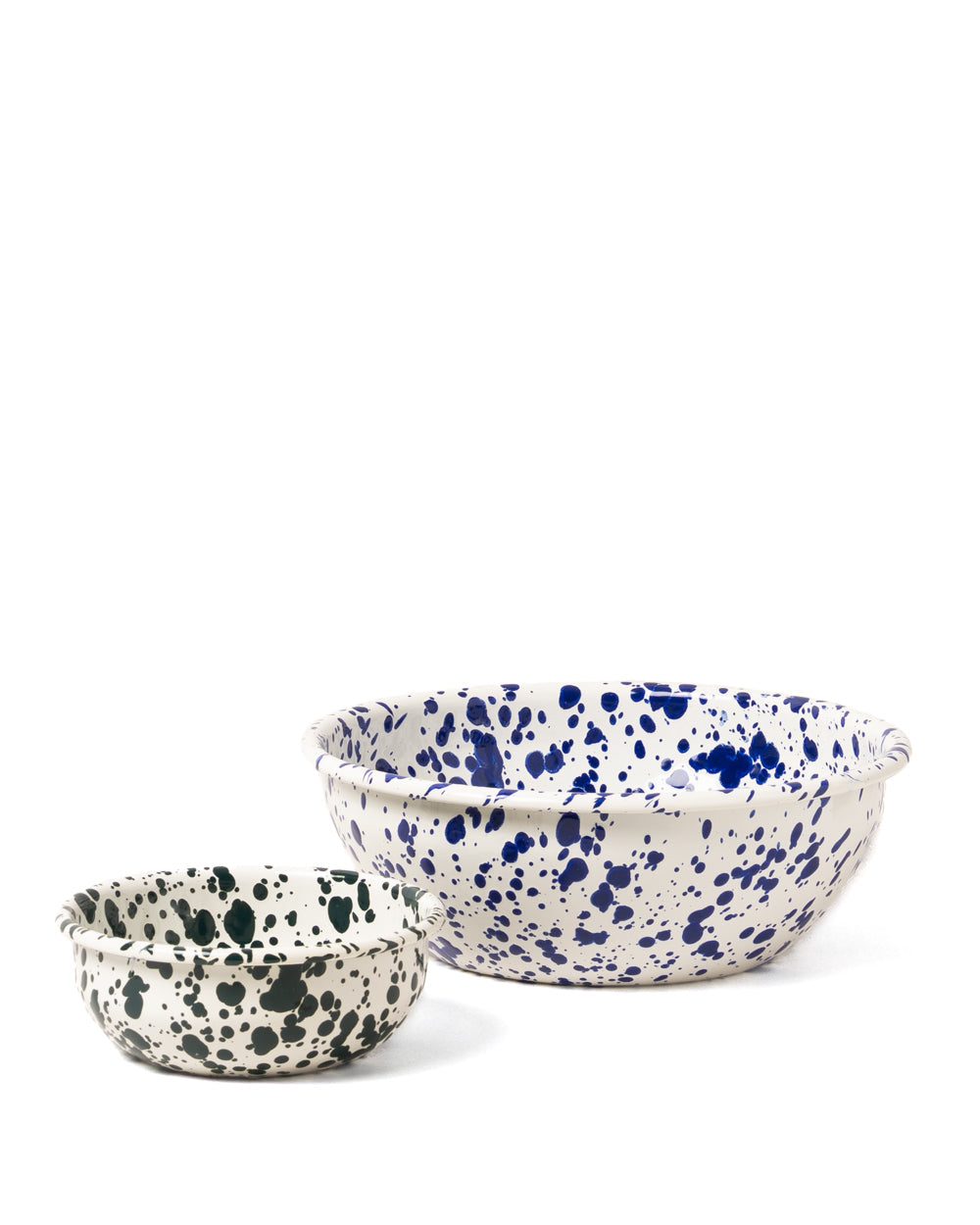 Splatter Enamel Salad Bowl - Cream / Blue
