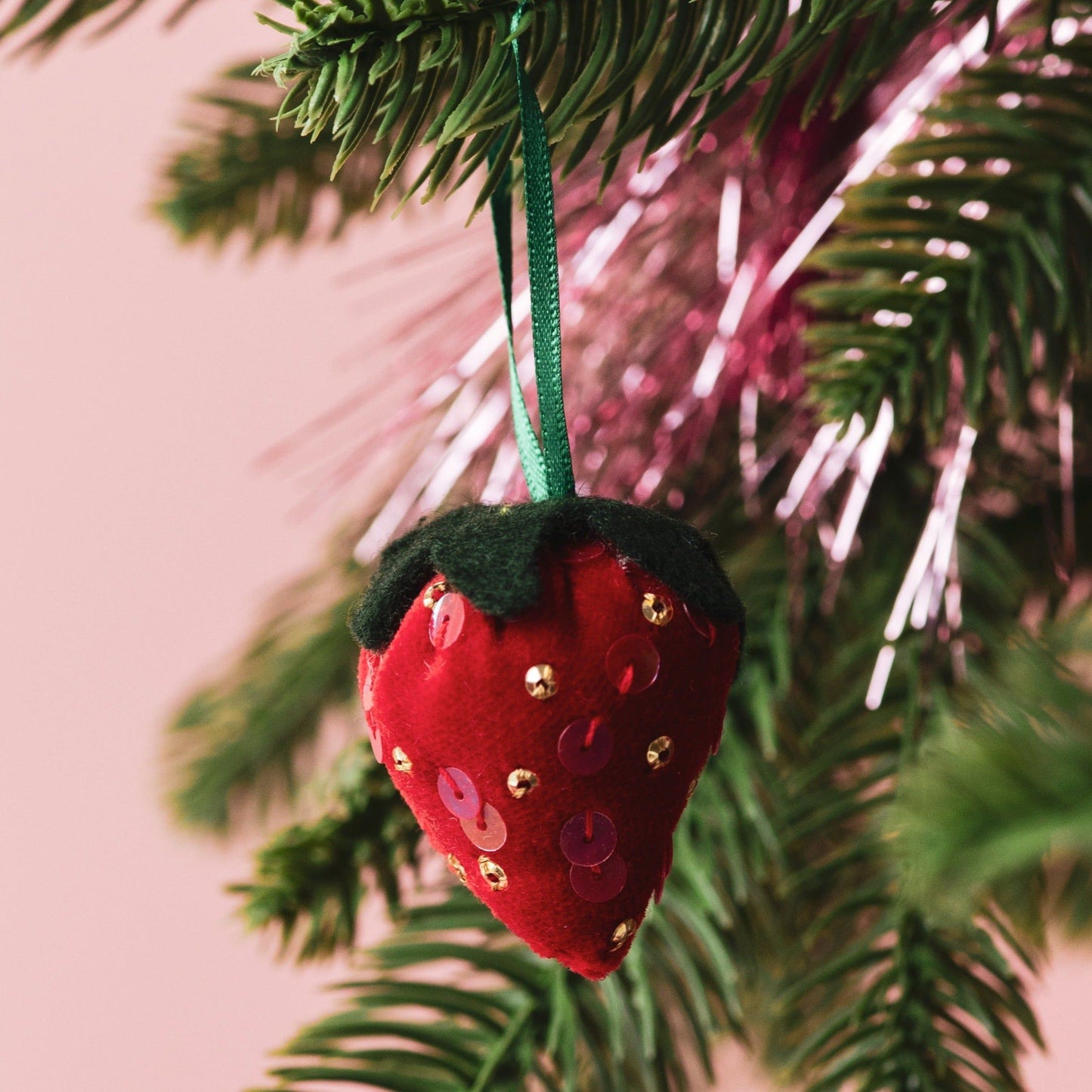 The Velvet Sequin Strawberry Hanging Decoration