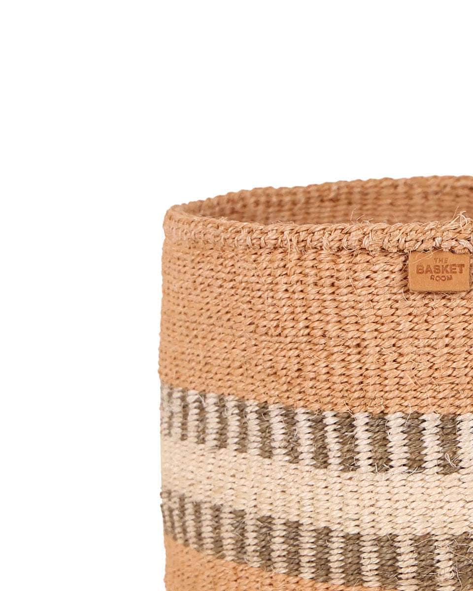 SUKARI: Beige & White Stripe Woven Storage Basket