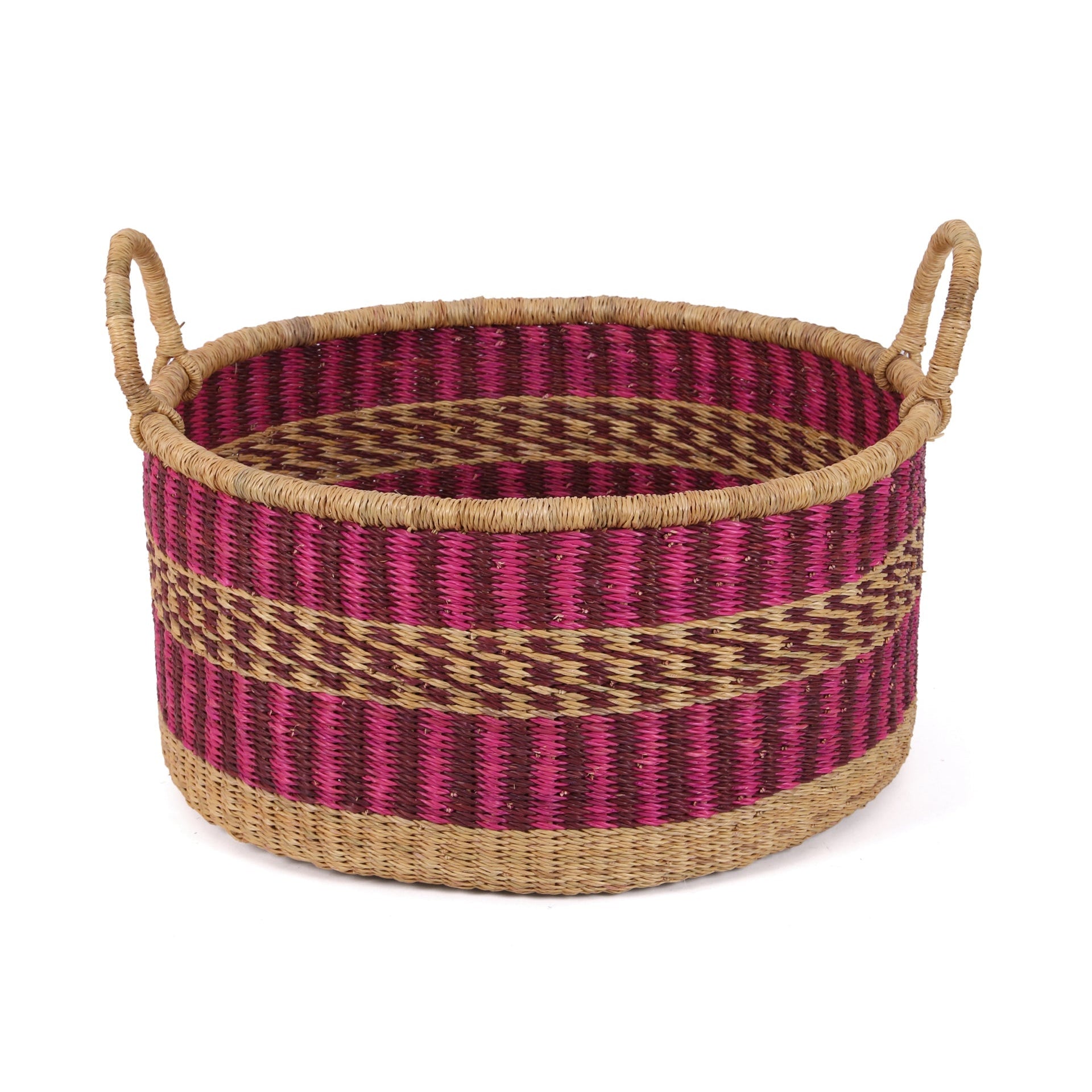 WAHALA: Medium Pink, Purple Floor Storage Basket With Handles