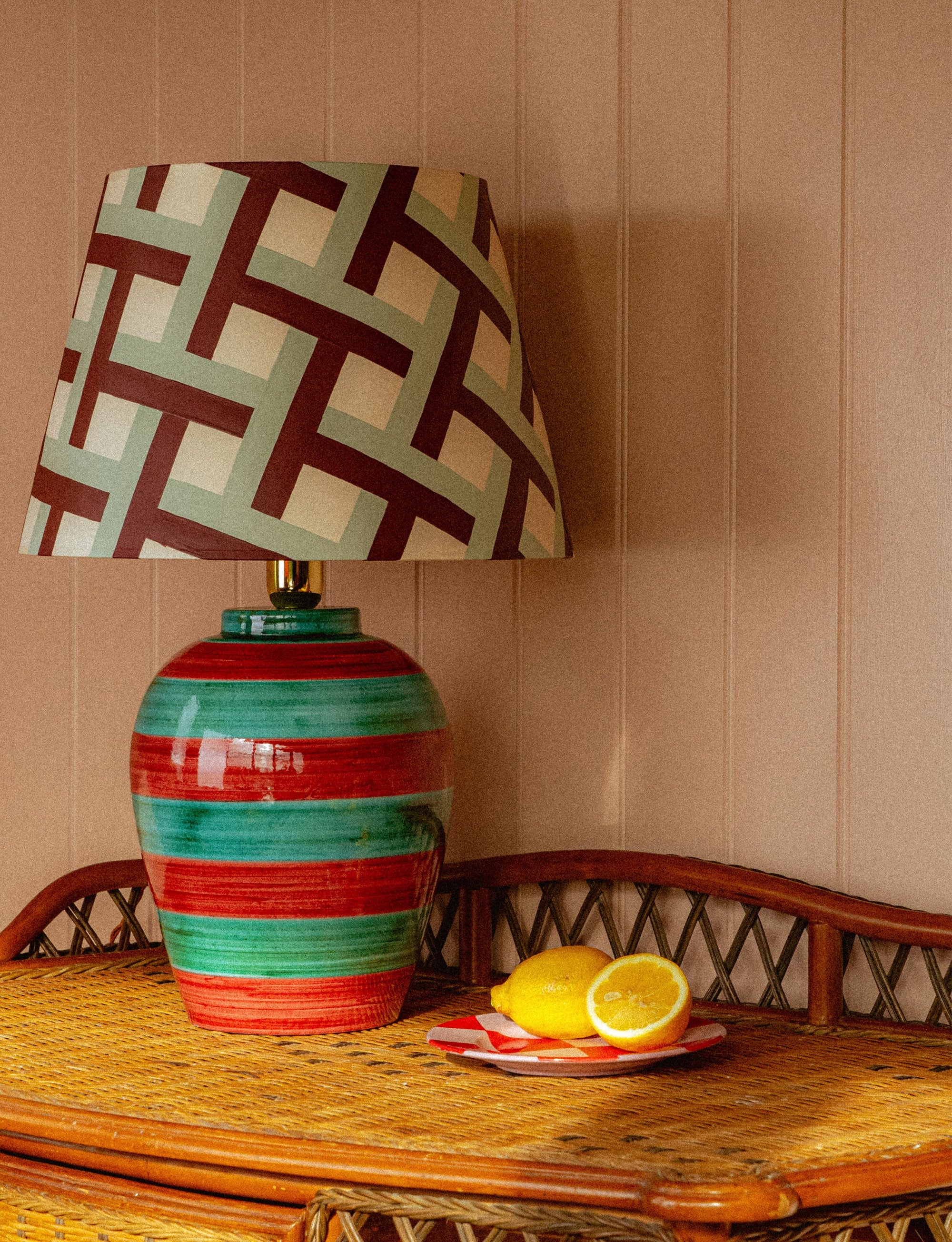 Stripe Lamp, Crimson & Turquoise