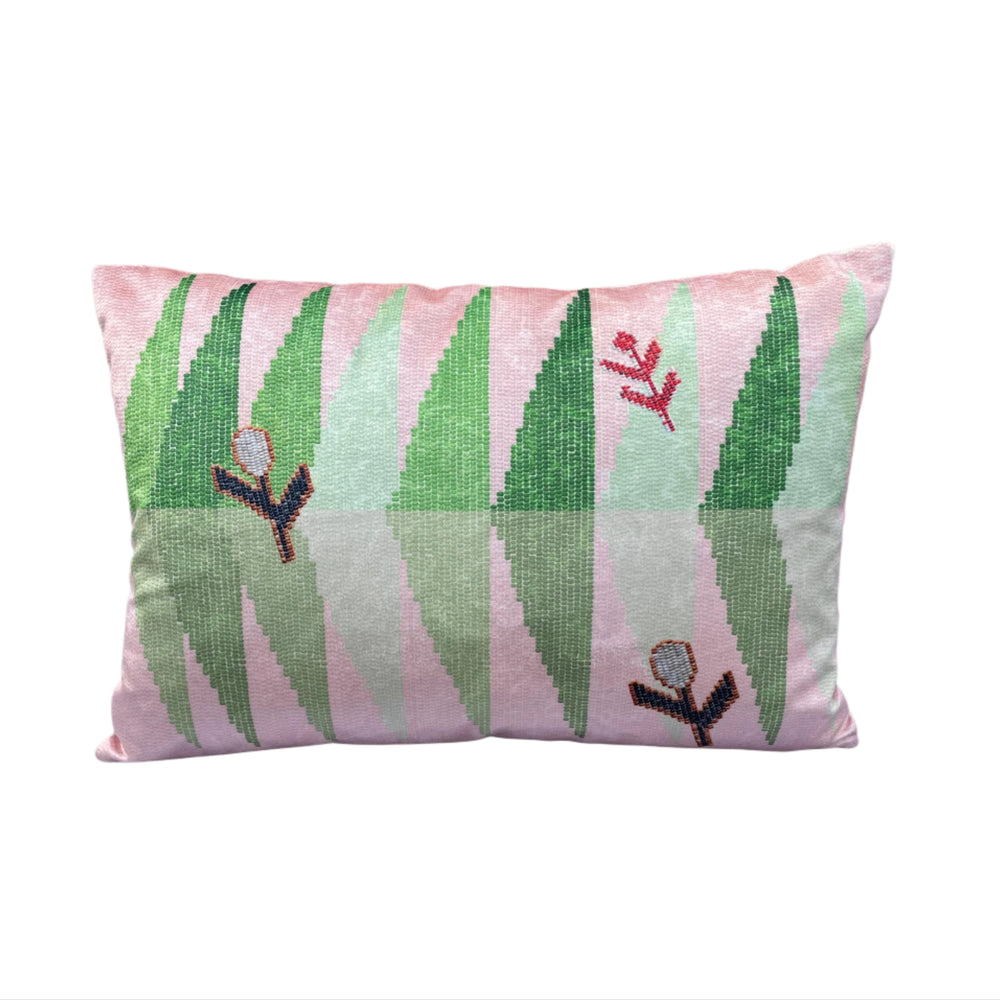 Jowi Cushion - Greens & Flushed Pink