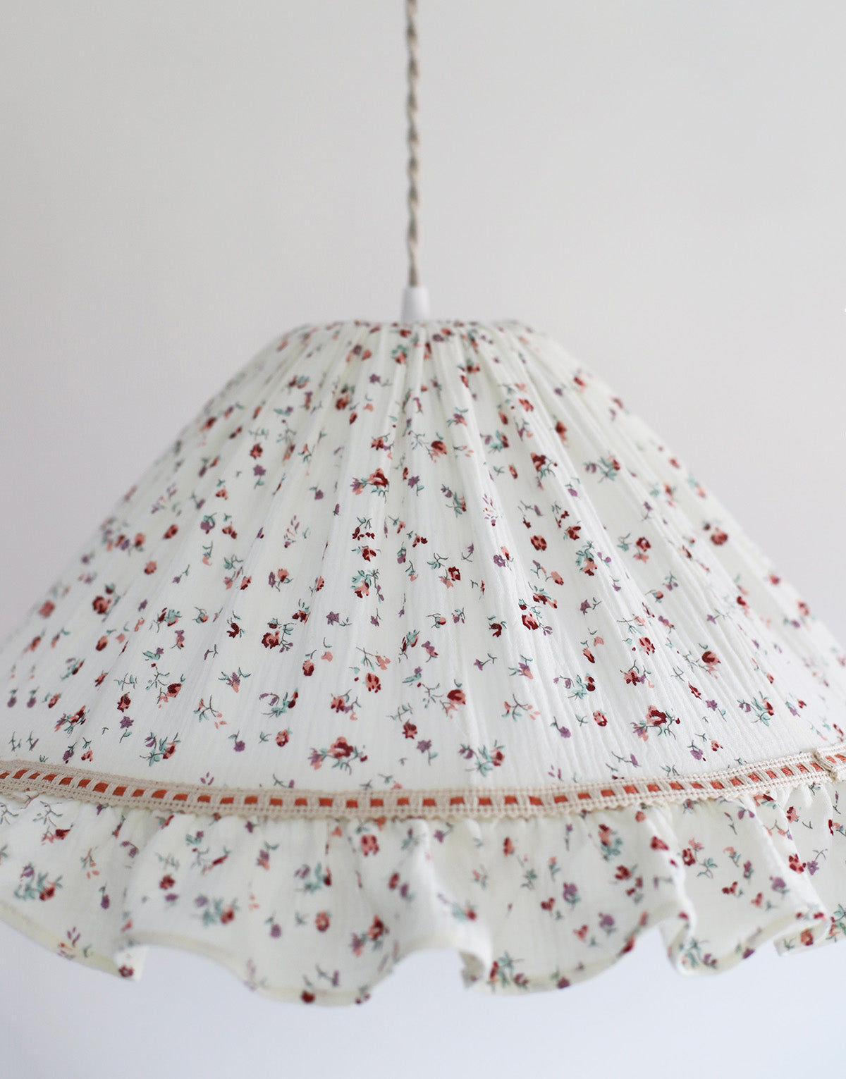 Emilia Conical Pendant Light with Ruffle in ‘Tiny Flowers’ Print