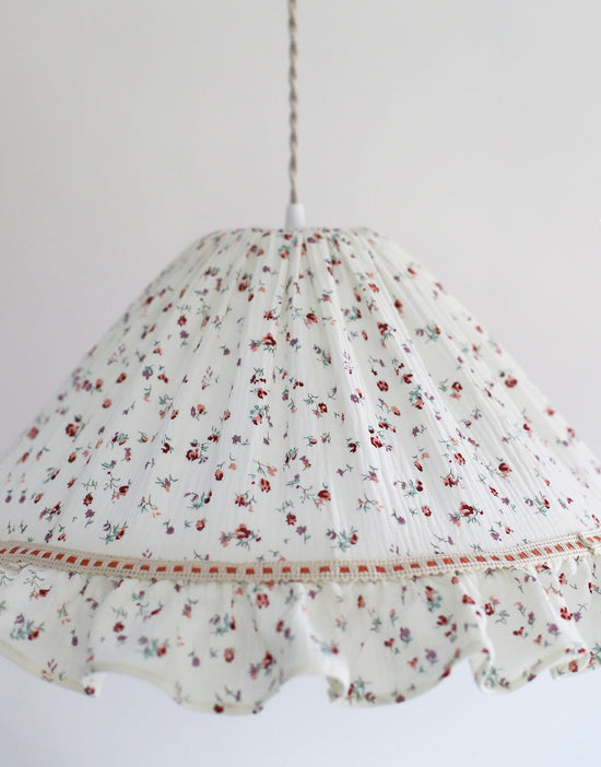 Emilia Conical Pendant Light with Ruffle in ‘Tiny Flowers’ Print