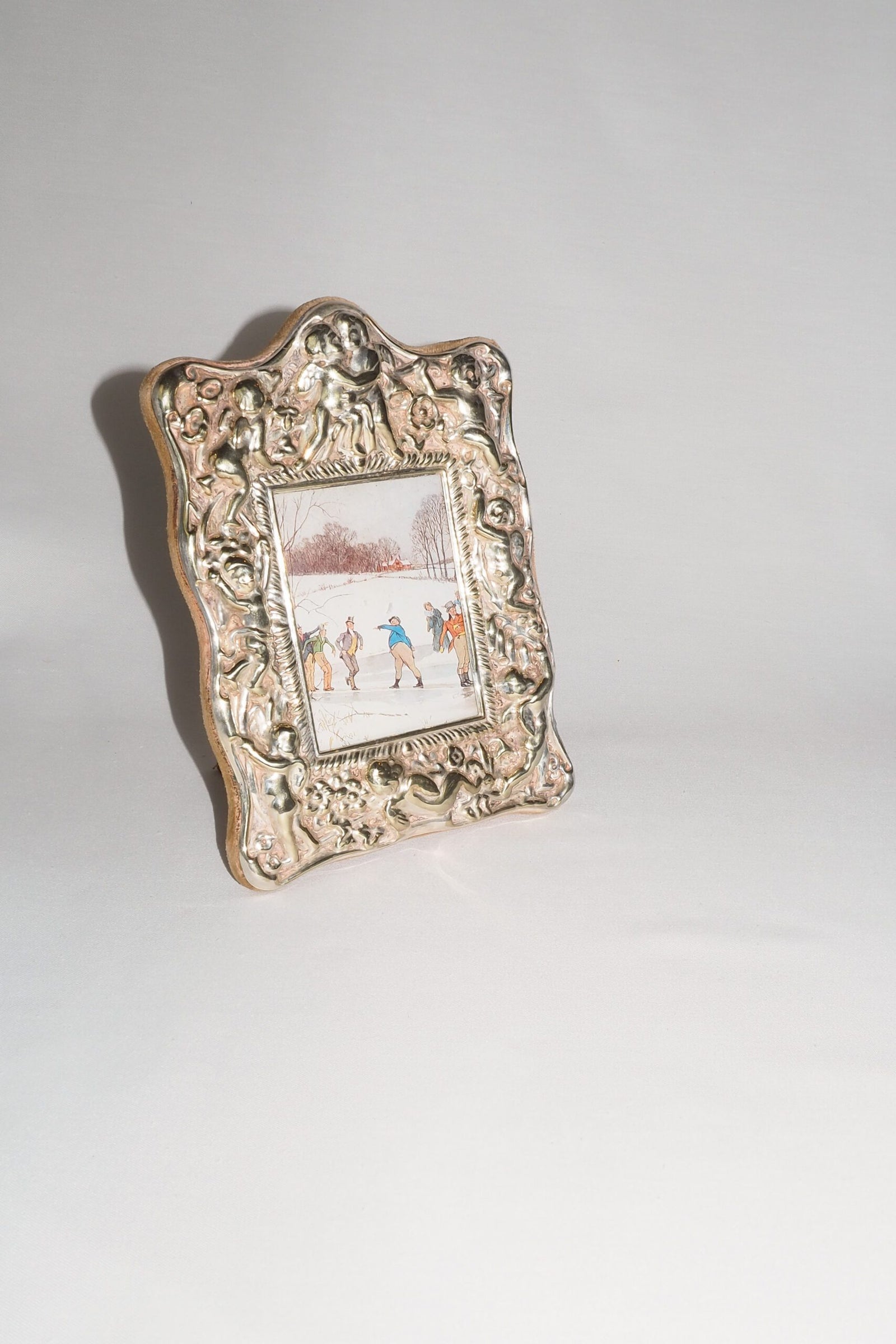 Antique Cherub Silver Plate Frame