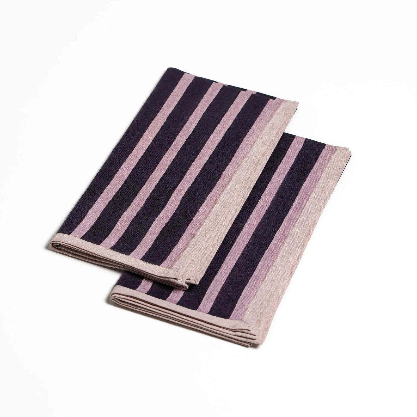 Block Stripe Napkins - Aubergine / Mauve