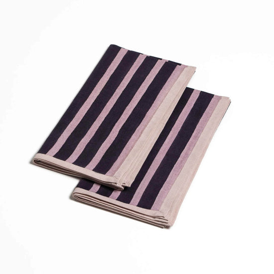 Block Stripe Napkins - Aubergine / Mauve