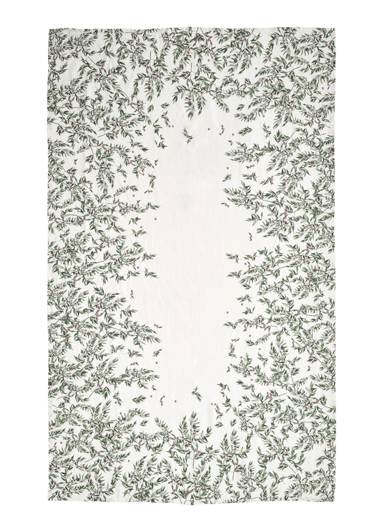 Olive Border Linen Table Cloth