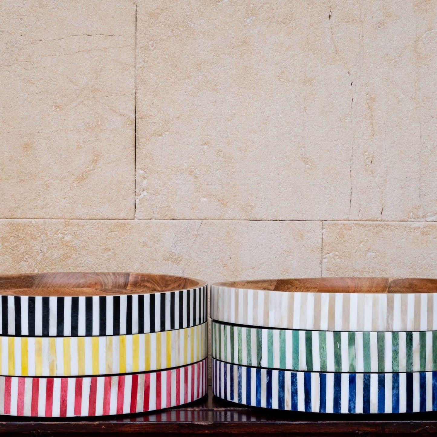 Round Inlay Tray | Black  | Striped-