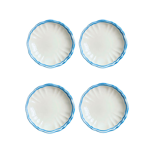 Ceramic Scalloped Blue Bread Plate Set of 4