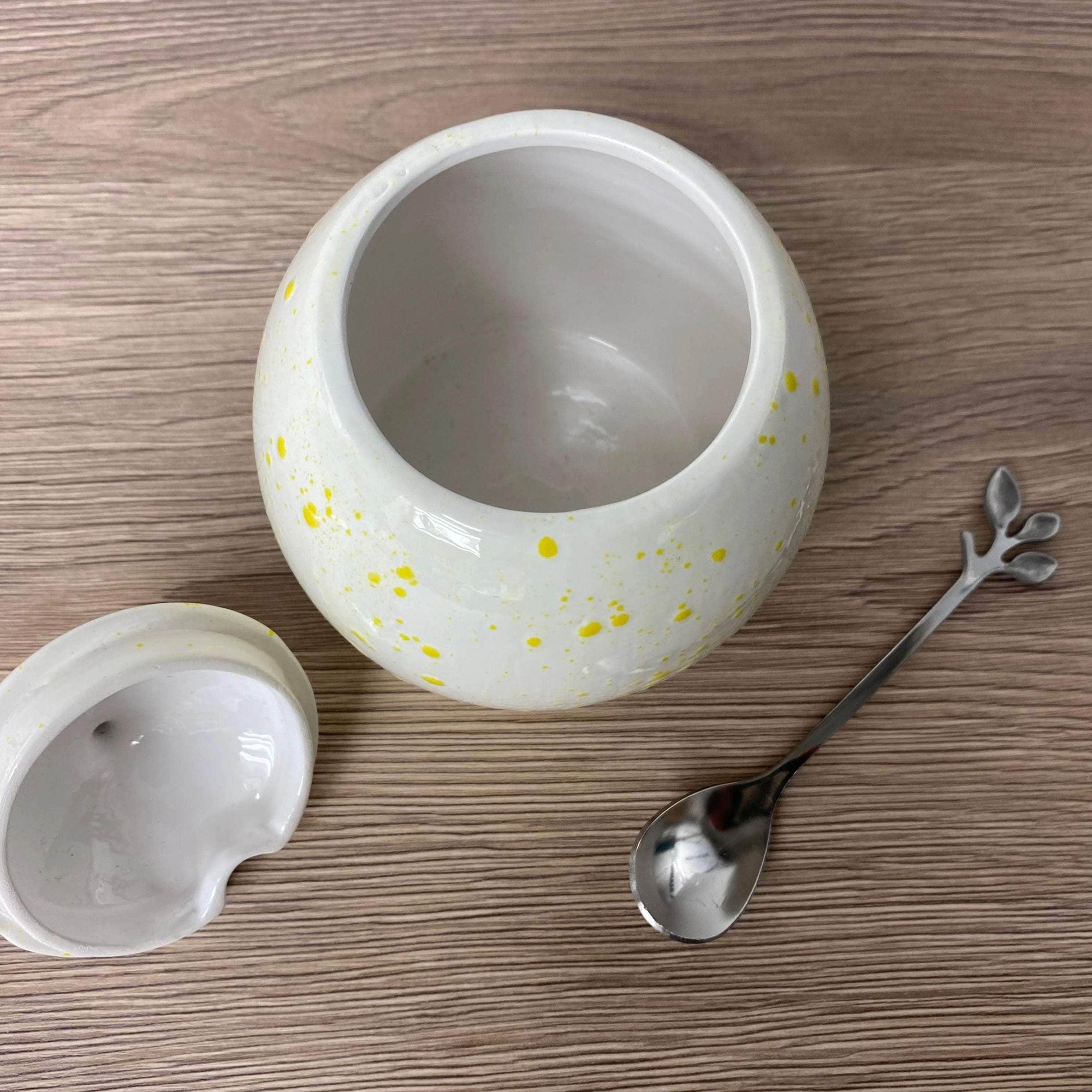 Sugar Bowl White with Yellow Spots