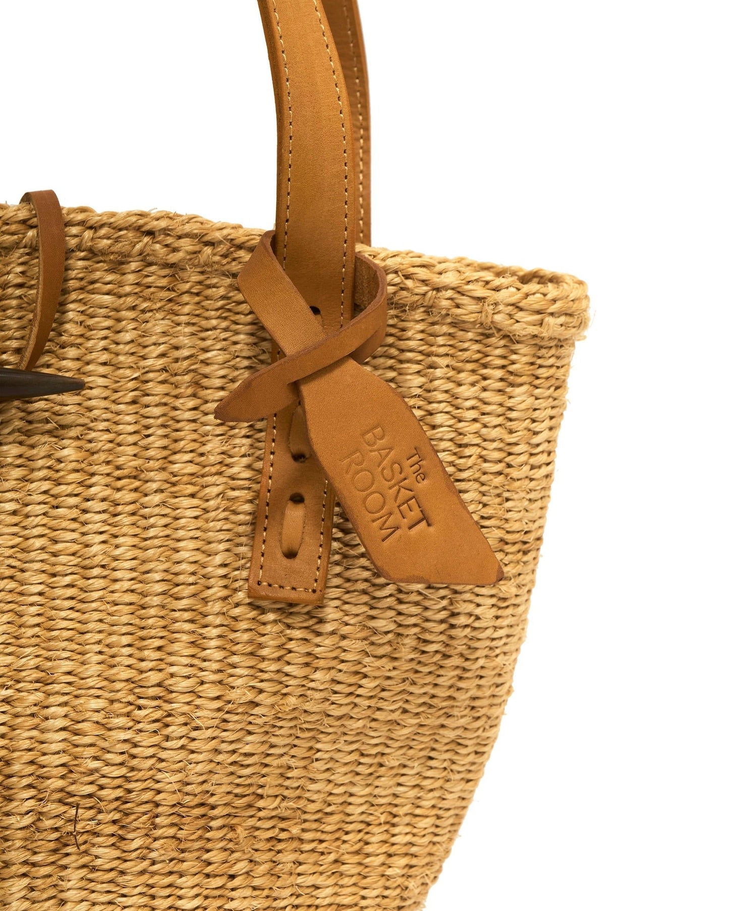 DUNIA: Sisal and Leather Light Taupe Shoulder Bag