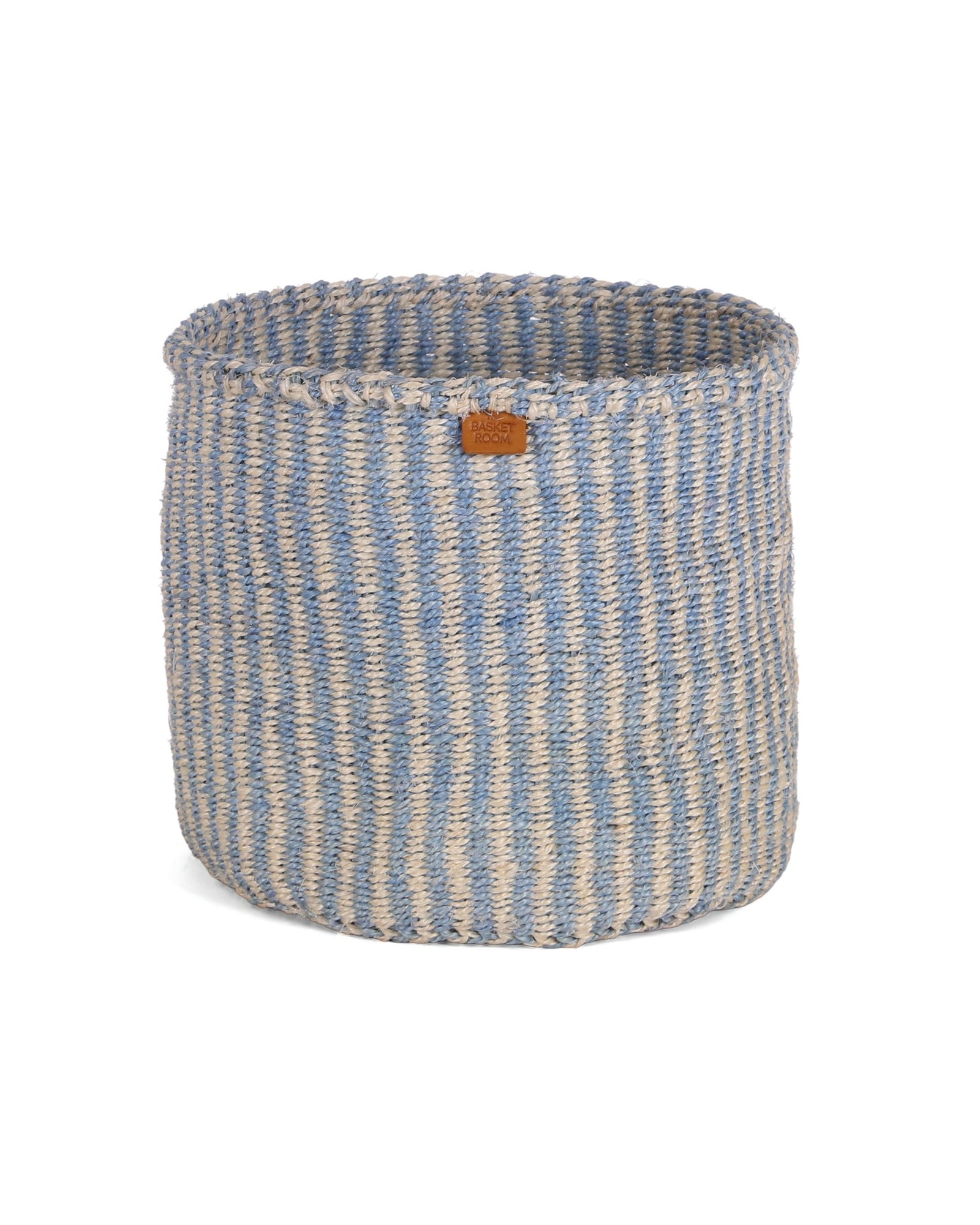 SEMA: Powder Blue and Natural Pinstripe Round Sisal Basket