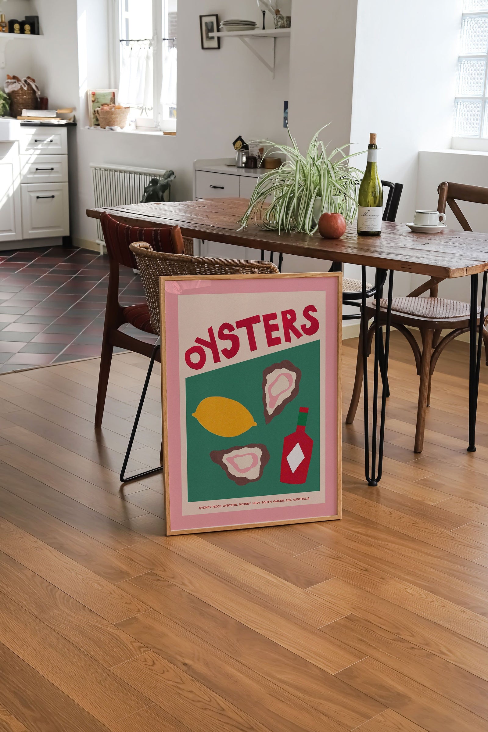 Oysters Hand Collaged Print