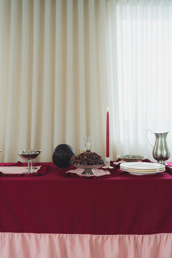 Ruffle Tablecloth, Cherry/Pink