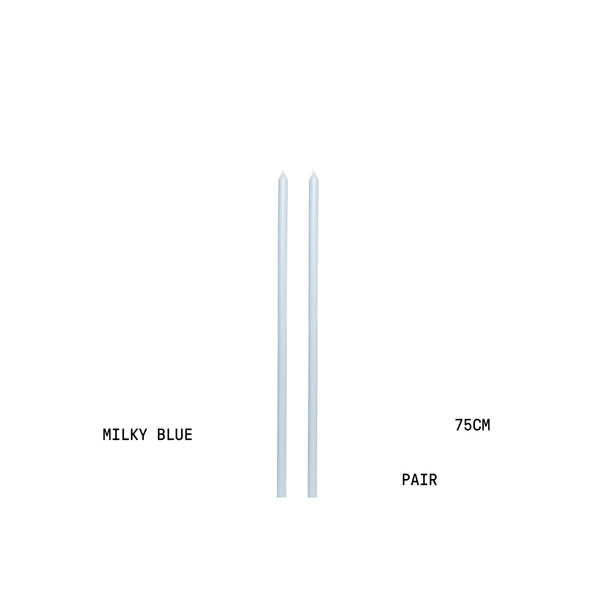 Milky Blue Tapered METRE Candle Pair