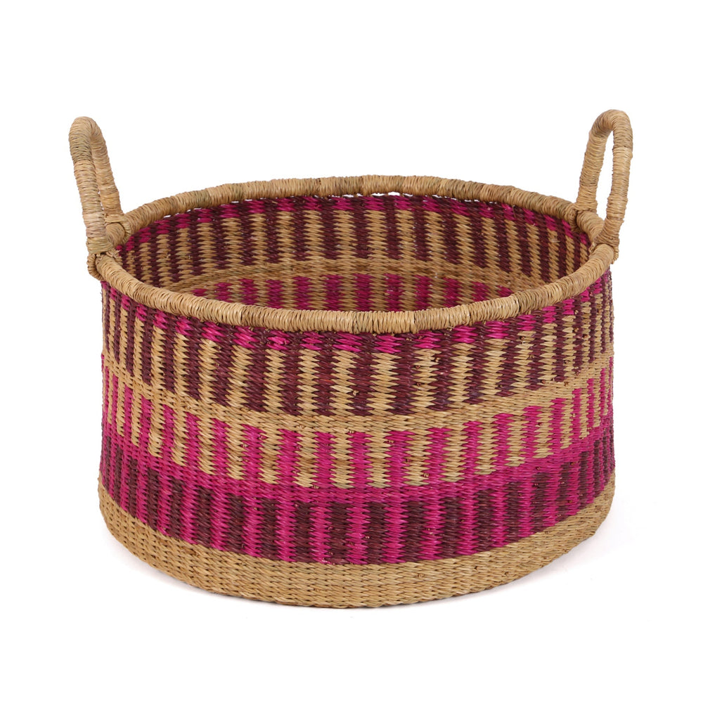 OBINA: Small Pink, Purple Floor Storage Basket With Handles