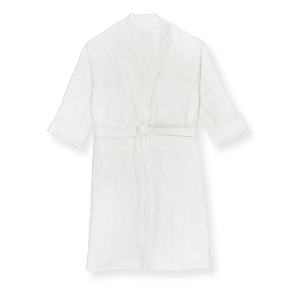 Liège Robe in Ivory White Waffle with White Hemstitch
